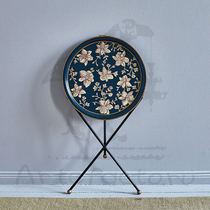 Складной круглый столик с росписью цветы